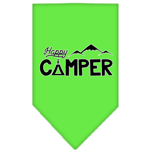 Happy Camper Screen Print Bandana Lime Green Small